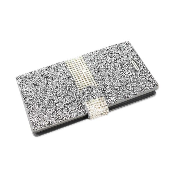 REIKO LG V10 DIAMOND RHINESTONE WALLET CASE IN SILVER - Image 3