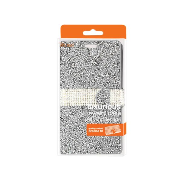 REIKO LG V10 DIAMOND RHINESTONE WALLET CASE IN SILVER - Image 4