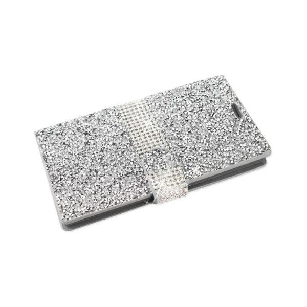 REIKO SAMSUNG GALAXY S7 EDGE DIAMOND RHINESTONE WALLET CASE IN SILVER - Image 3