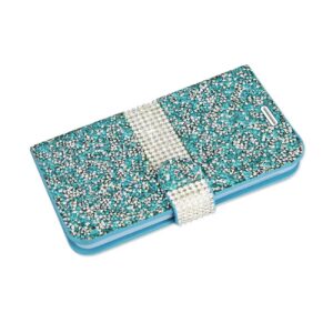 REIKO SAMSUNG GALAXY GRAND PRIME DIAMOND RHINESTONE WALLET CASE IN BLUE - Image 3