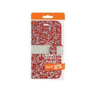 REIKO SAMSUNG GALAXY GRAND PRIME DIAMOND RHINESTONE WALLET CASE IN RED - Image 4