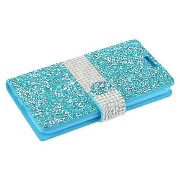 Reiko Samsung Galaxy J3 Emerge Diamond Rhinestone Wallet Case In Blue - Image 2