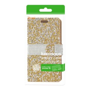 Reiko Samsung Galaxy J3 Emerge Diamond Rhinestone Wallet Case In Gold - Image 4