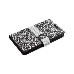 REIKO SAMSUNG GALAXY J7 DIAMOND RHINESTONE WALLET CASE IN BLACK - Image 2