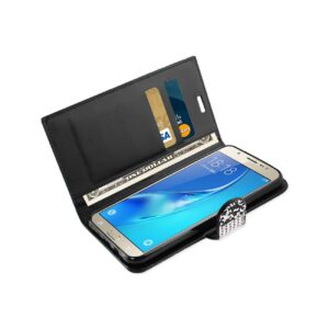 REIKO SAMSUNG GALAXY J7 DIAMOND RHINESTONE WALLET CASE IN BLACK - Image 3