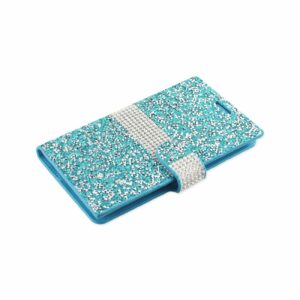 REIKO SAMSUNG GALAXY J7 DIAMOND RHINESTONE WALLET CASE IN BLUE - Image 2
