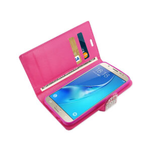 REIKO SAMSUNG GALAXY J7 DIAMOND RHINESTONE WALLET CASE IN PINK - Image 3