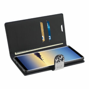 REIKO SAMSUNG GALAXY NOTE 8 DIAMOND RHINESTONE WALLET CASE IN BLACK - Image 3