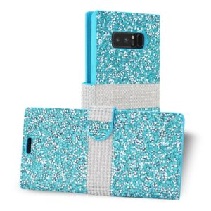 REIKO SAMSUNG GALAXY NOTE 8 DIAMOND RHINESTONE WALLET CASE IN BLUE - Image 2