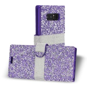 REIKO SAMSUNG GALAXY NOTE 8 DIAMOND RHINESTONE WALLET CASE IN PURPLE - Image 2