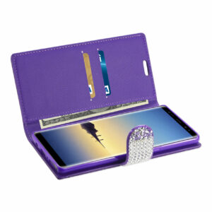 REIKO SAMSUNG GALAXY NOTE 8 DIAMOND RHINESTONE WALLET CASE IN PURPLE - Image 3