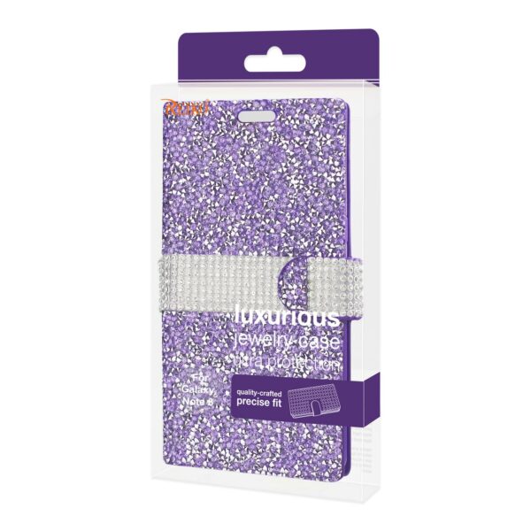 REIKO SAMSUNG GALAXY NOTE 8 DIAMOND RHINESTONE WALLET CASE IN PURPLE - Image 4