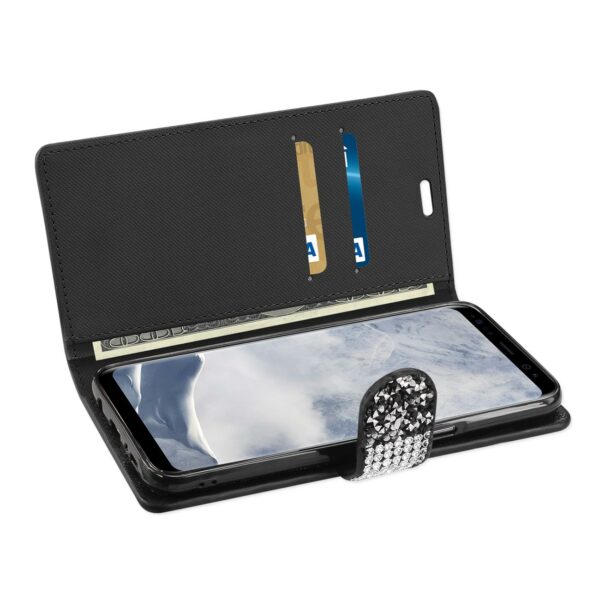REIKO SAMSUNG GALAXY S8/ SM DIAMOND RHINESTONE WALLET CASE IN BLACK - Image 3
