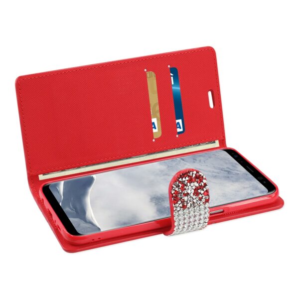 REIKO SAMSUNG GALAXY S8/ SM DIAMOND RHINESTONE WALLET CASE IN RED - Image 3