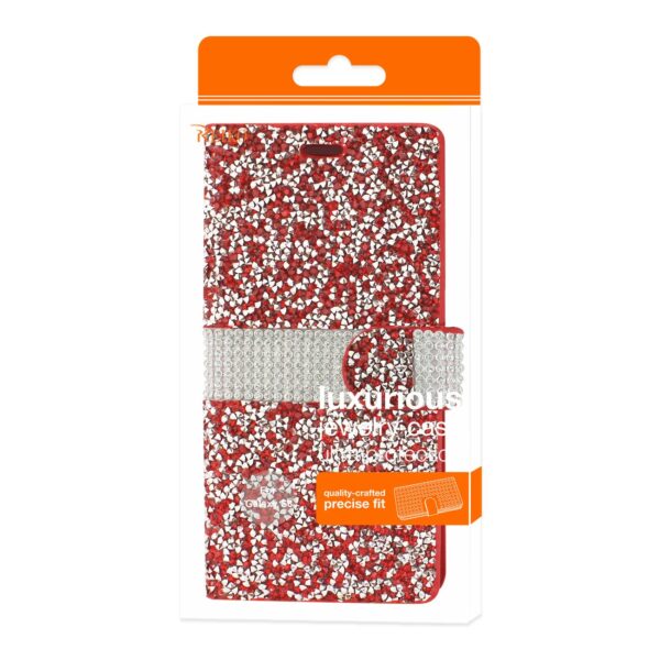 REIKO SAMSUNG GALAXY S8/ SM DIAMOND RHINESTONE WALLET CASE IN RED - Image 4