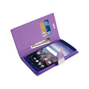 REIKO ZTE GRAND X MAX 2 DIAMOND RHINESTONE WALLET CASE IN PURPLE - Image 3
