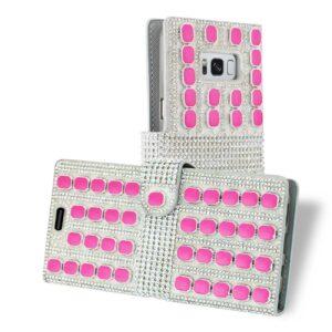 REIKO SAMSUNG GALAXY S8/ SM OCTAGON DIAMOND WALLET CASE IN HOT PINK - Image 2