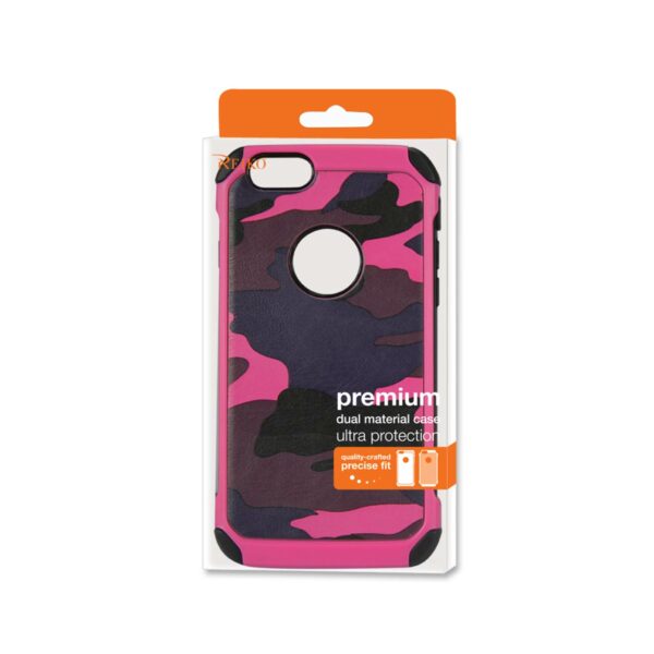 REIKO IPHONE 6 PLUS HYBRID LEATHER CAMOUFLAGE CASE IN PINK - Image 4