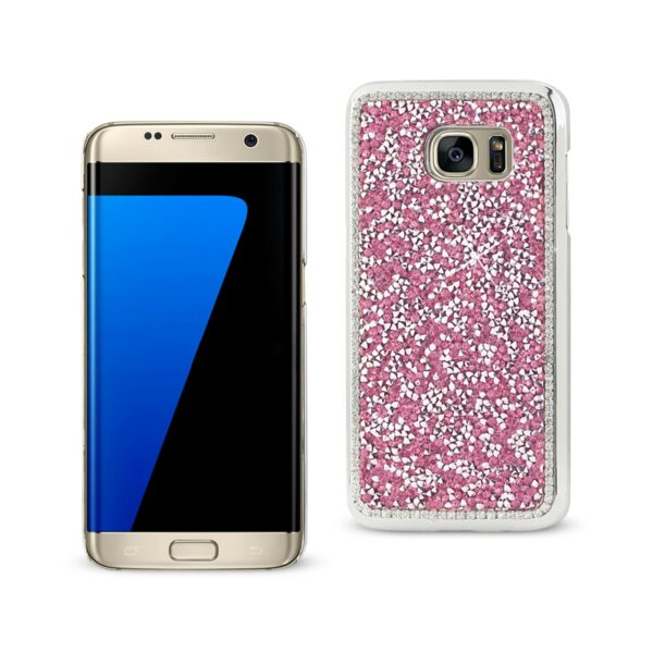 REIKO SAMSUNG GALAXY S7 EDGE JEWELRY BLING RHINESTONE CASE IN PINK