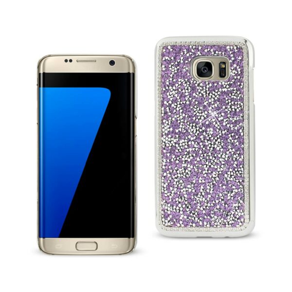 REIKO SAMSUNG GALAXY S7 EDGE JEWELRY BLING RHINESTONE CASE IN PURPLE