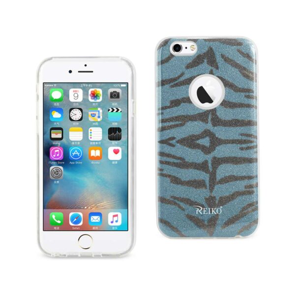 REIKO IPHONE 6/ 6S SHINE GLITTER SHIMMER TIGER STRIPE HYBRID CASE IN BLUE