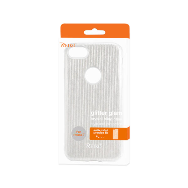 Reiko iPhone 7/8/SE2 Shine Glitter Shimmer Stripe Hybrid Case In Silver - Image 4