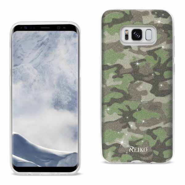 REIKO SAMSUNG GALAXY S8 EDGE/ S8 PLUS SHINE GLITTER SHIMMER CAMOUFLAGE HYBRID CASE IN GREEN