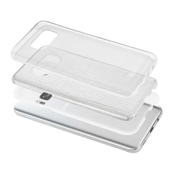 REIKO SAMSUNG GALAXY S8 EDGE/ S8 PLUS SHINE GLITTER SHIMMER STRIPE HYBRID CASE IN LINEAR SILVER - Image 3