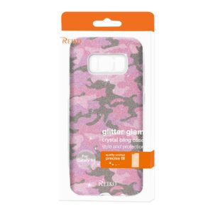 REIKO SAMSUNG GALAXY S8/ SM SHINE GLITTER SHIMMER CAMOUFLAGE HYBRID CASE IN HOT PINK - Image 4