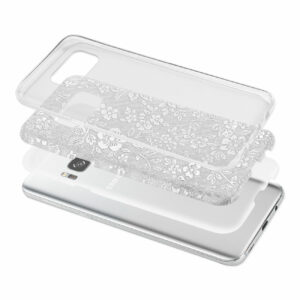 REIKO SAMSUNG GALAXY S8/ SM SHINE GLITTER SHIMMER PLUM BLOSSOM HYBRID CASE IN SILVER - Image 3