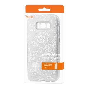 REIKO SAMSUNG GALAXY S8/ SM SHINE GLITTER SHIMMER PLUM BLOSSOM HYBRID CASE IN SILVER - Image 4