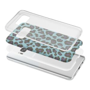 REIKO SAMSUNG GALAXY S8/ SM SHINE GLITTER SHIMMER LEOPARD HYBRID CASE IN BLUE - Image 3