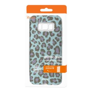 REIKO SAMSUNG GALAXY S8/ SM SHINE GLITTER SHIMMER LEOPARD HYBRID CASE IN BLUE - Image 4