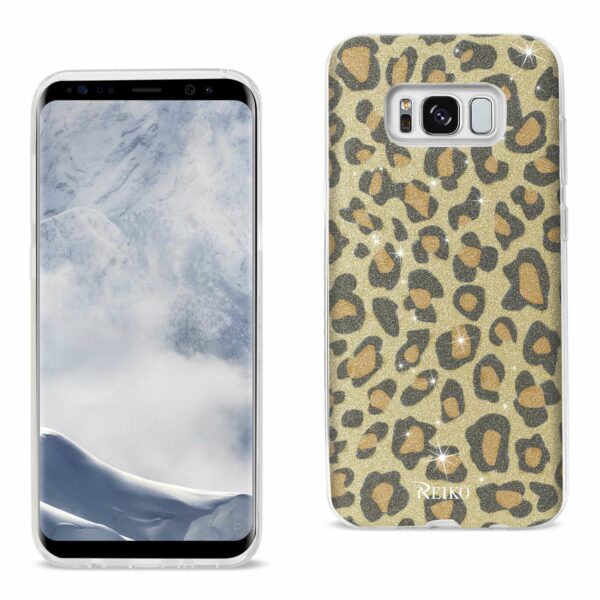 REIKO SAMSUNG GALAXY S8/ SM SHINE GLITTER SHIMMER LEOPARD  HYBRID CASE IN GOLD