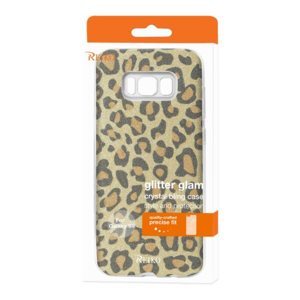REIKO SAMSUNG GALAXY S8/ SM SHINE GLITTER SHIMMER LEOPARD  HYBRID CASE IN GOLD - Image 4