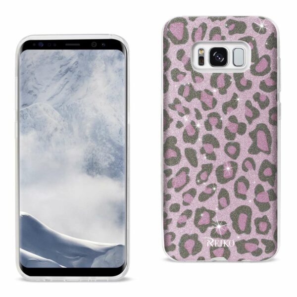REIKO SAMSUNG GALAXY S8/ SM SHINE GLITTER SHIMMER LEOPARD HYBRID CASE IN PINK