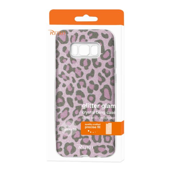 REIKO SAMSUNG GALAXY S8/ SM SHINE GLITTER SHIMMER LEOPARD HYBRID CASE IN PINK - Image 4