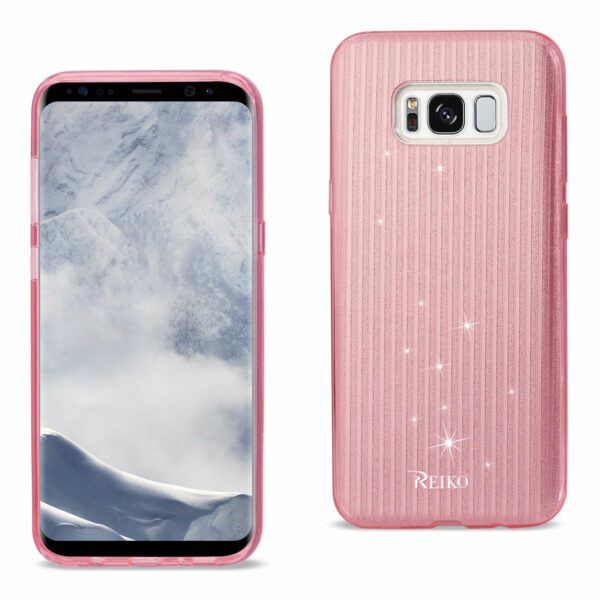 REIKO SAMSUNG GALAXY S8/ SM SHINE GLITTER SHIMMER STRIPE HYBRID CASE IN LINEAR PINK