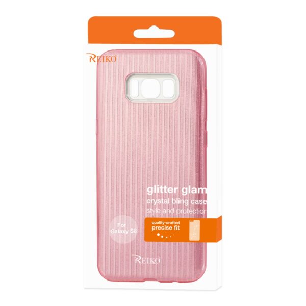 REIKO SAMSUNG GALAXY S8/ SM SHINE GLITTER SHIMMER STRIPE HYBRID CASE IN LINEAR PINK - Image 4