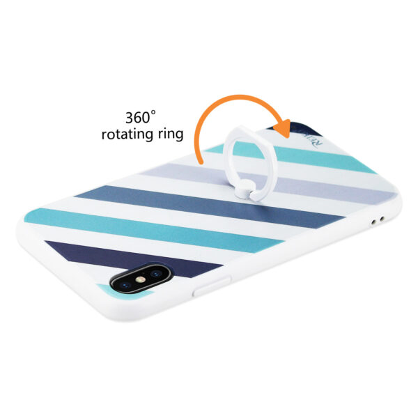 REIKO iPhone X/iPhone XS STRIPE PATTERN TPU CASE WITH ROTATING RING STAND HOLDER - Image 3