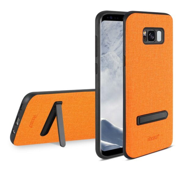 REIKO SAMSUNG GALAXY S8 EDGE/ S8 PLUS DENIM TEXTURE TPU PROTECTOR COVER IN ORANGE - Image 2