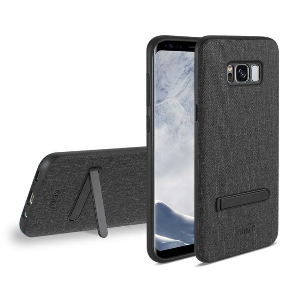 REIKO SAMSUNG GALAXY S8/ SM DENIM TEXTURE TPU PROTECTOR COVER IN BLACK - Image 2