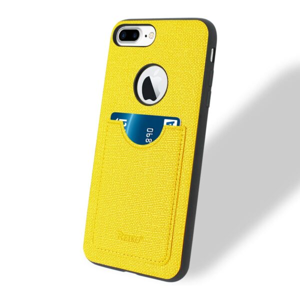 Reiko iPhone 8 Plus/ 7 Plus Anti-Slip Texture Protector Cover With Card Slot In Yellow - Image 2