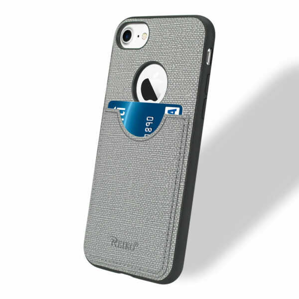 Reiko iPhone 7/8/SE2 Anti-Slip Texture Protector Cover With Card Slot In Gray - Image 2