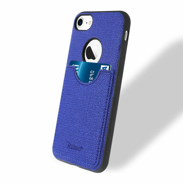 Reiko iPhone 7/8/SE2 Anti-Slip Texture Protector Cover With Card Slot In Navy - Image 2