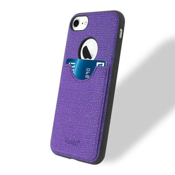 Reiko iPhone 7/8/SE2 Anti-Slip Texture Protector Cover With Card Slot In Purple - Image 2