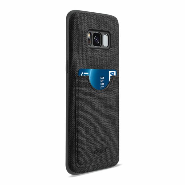 REIKO SAMSUNG GALAXY S8 EDGE/ S8 PLUS ANTI-SLIP TEXTURE PROTECTOR COVER WITH CARD SLOT IN BLACK - Image 2