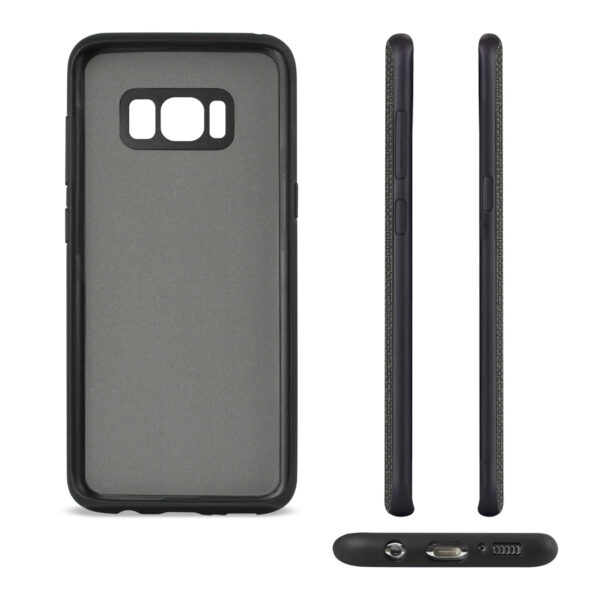 REIKO SAMSUNG GALAXY S8/ SM ANTI-SLIP TEXTURE PROTECTOR COVER WITH CARD SLOT IN BLACK - Image 3