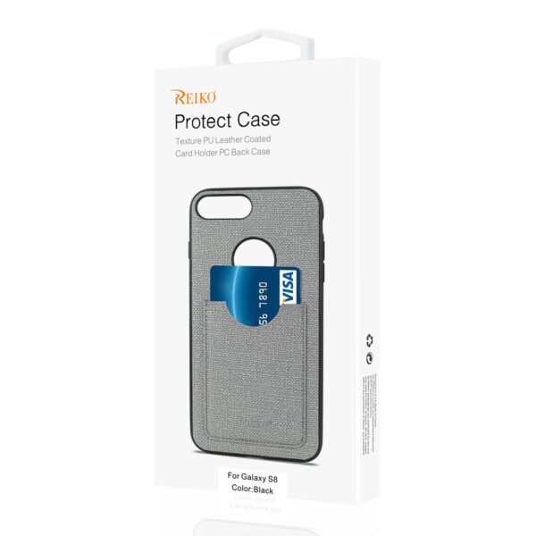 REIKO SAMSUNG GALAXY S8/ SM ANTI-SLIP TEXTURE PROTECTOR COVER WITH CARD SLOT IN BLACK - Image 4