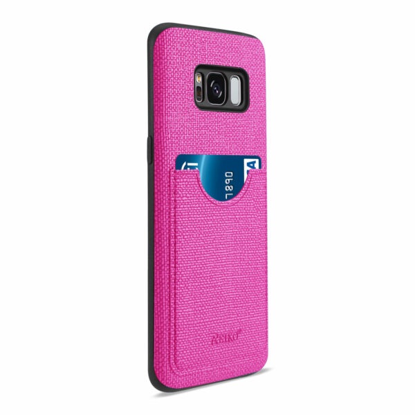 REIKO SAMSUNG GALAXY S8/ SM ANTI-SLIP TEXTURE PROTECTOR COVER WITH CARD SLOT IN HOT PINK - Image 2